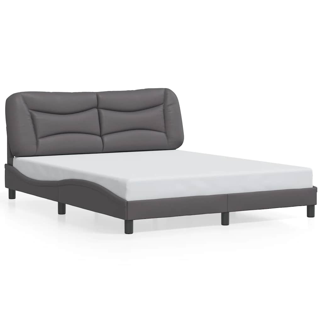 Cadre de lit sans matelas gris 160x200 cm similicuir - XIOS