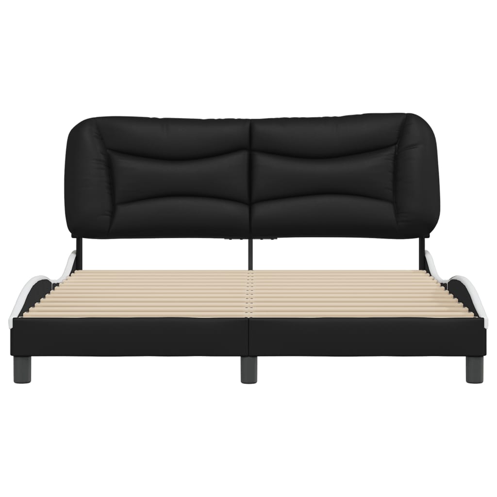 Cadre de lit sans matelas noir et blanc 160x200 cm similicuir - XIOS