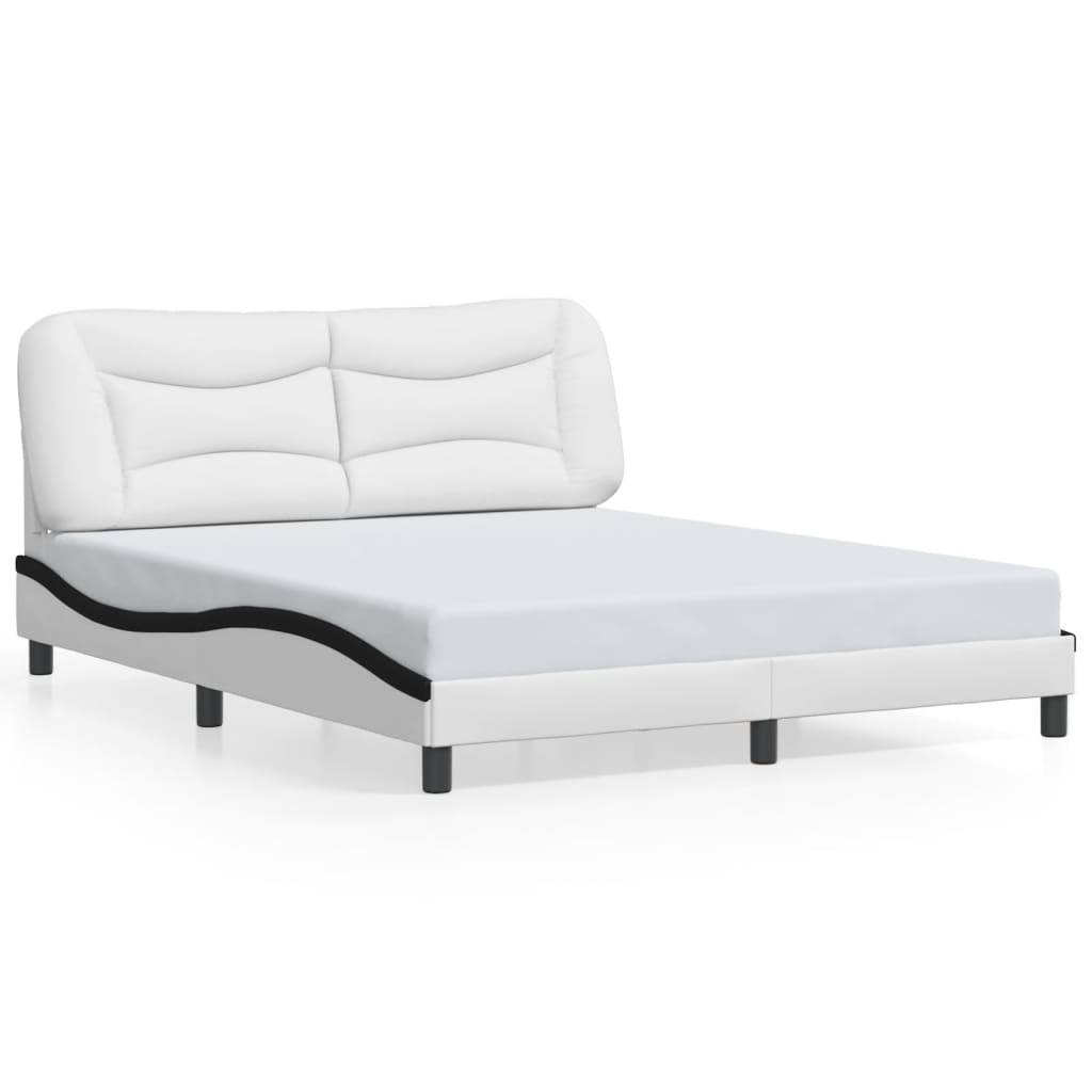 Cadre de lit sans matelas blanc et noir 160x200 cm similicuir - XIOS