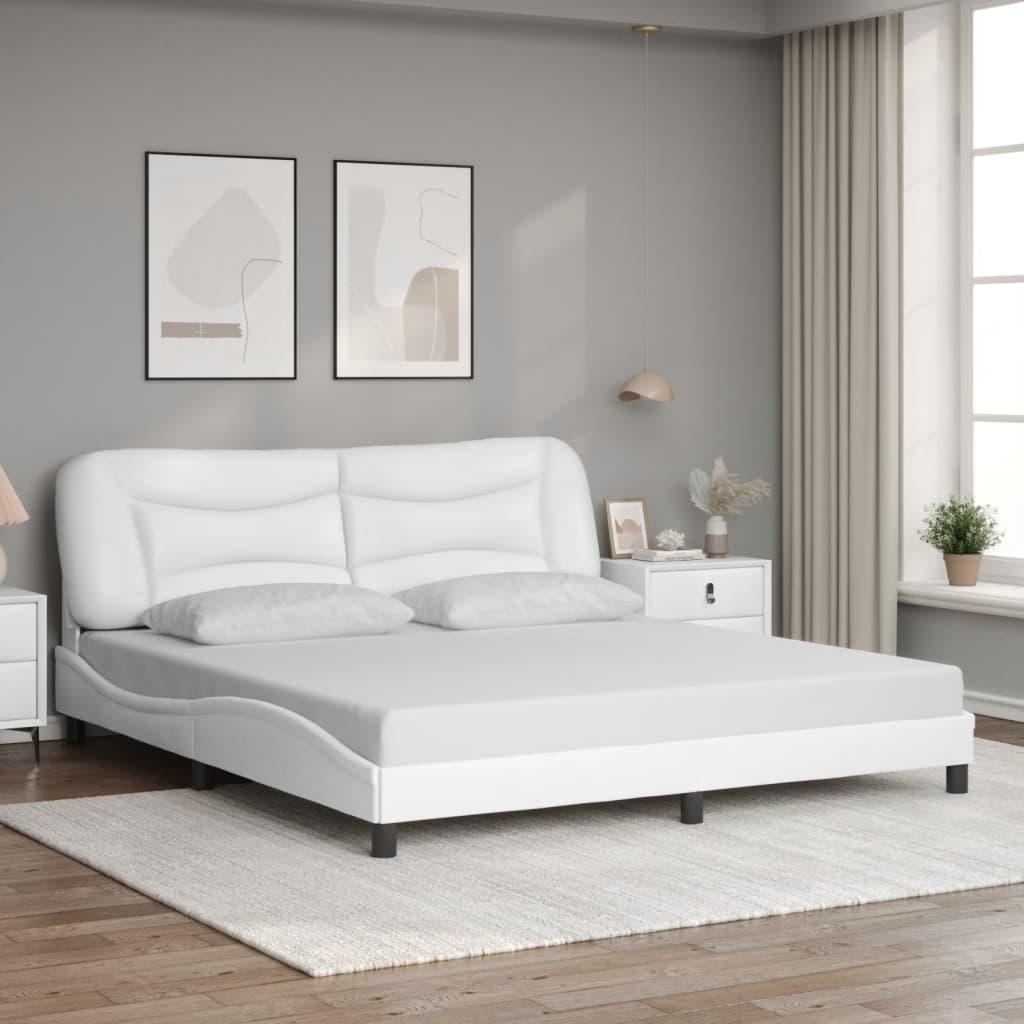 Cadre de lit sans matelas Hvar blanc 180x200 cm similicuir - XIOS
