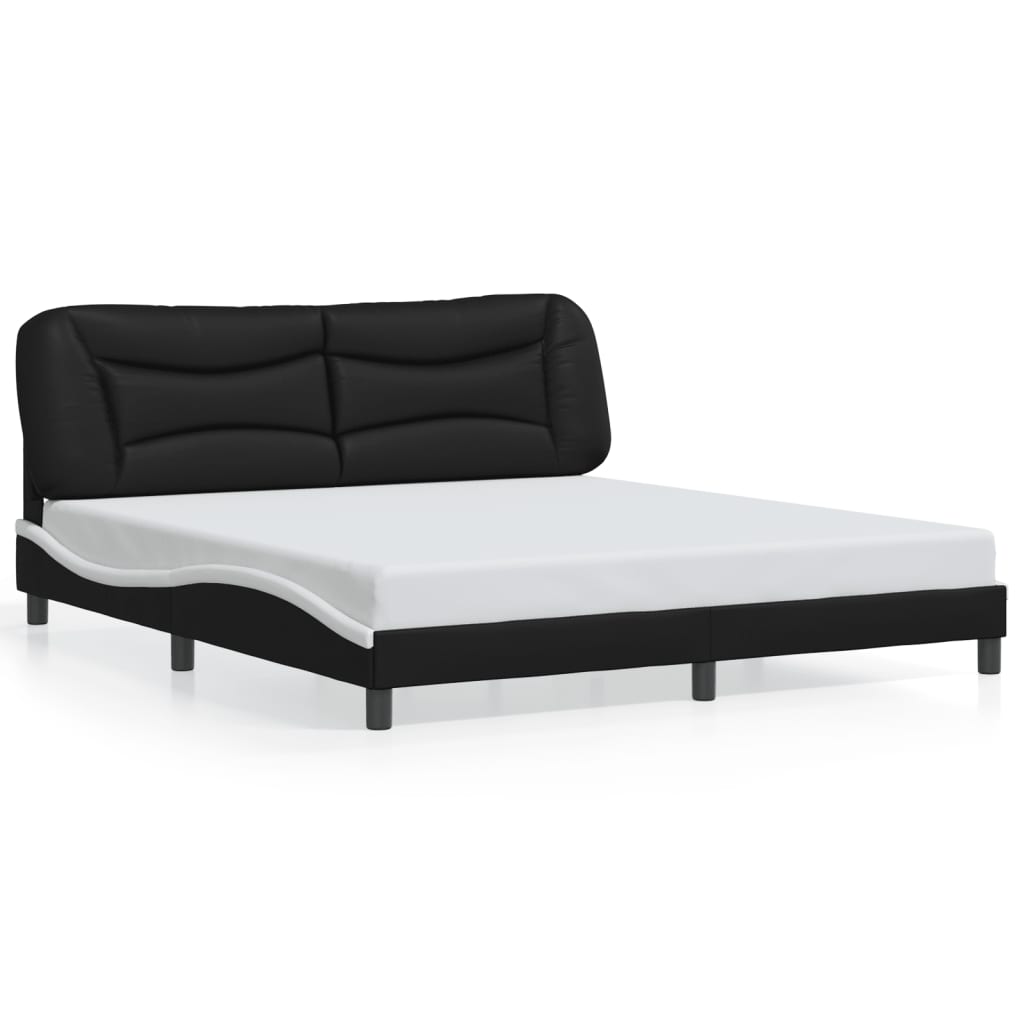 Cadre de lit sans matelas noir et blanc 180x200 cm similicuir - XIOS