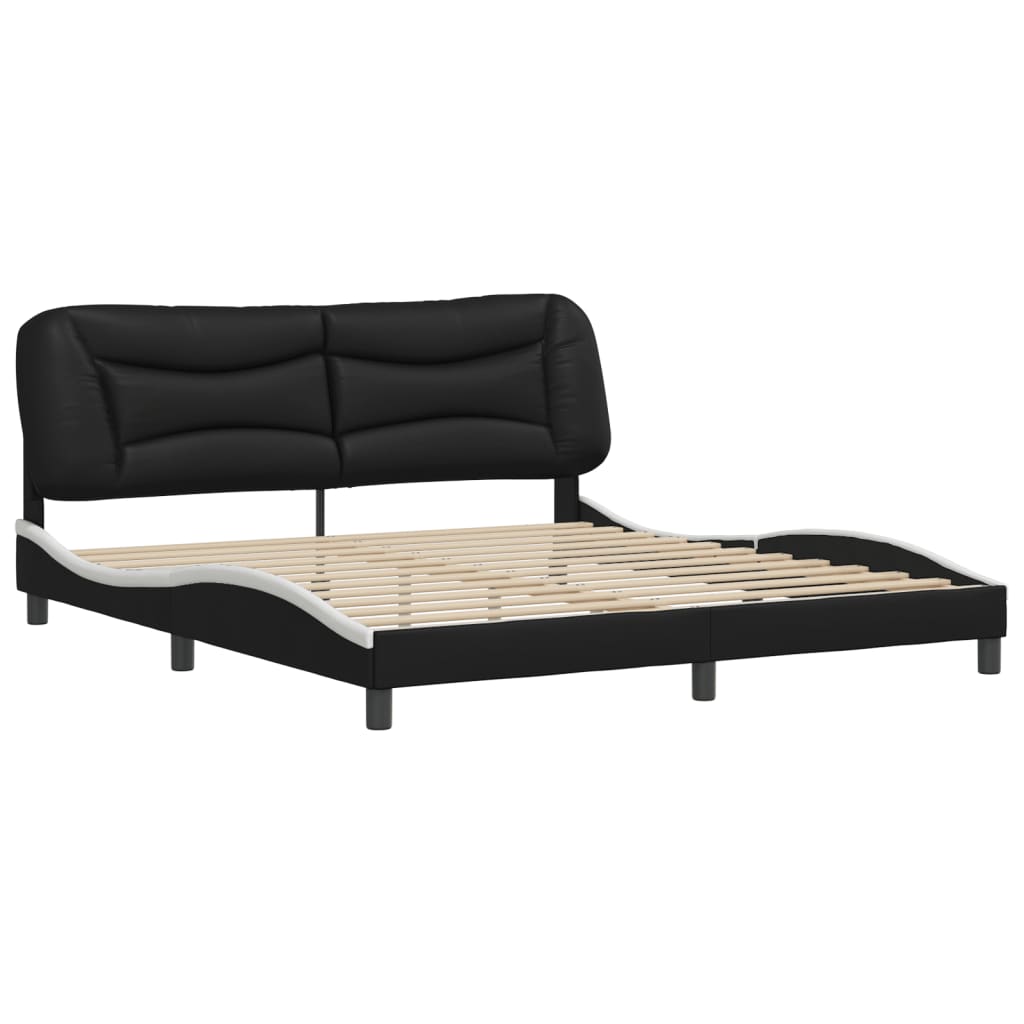 Cadre de lit sans matelas noir et blanc 180x200 cm similicuir - XIOS