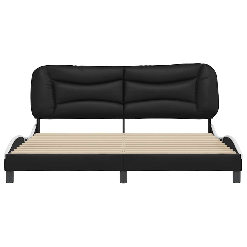 Cadre de lit sans matelas Hvar noir et blanc 180x200 cm similicuir