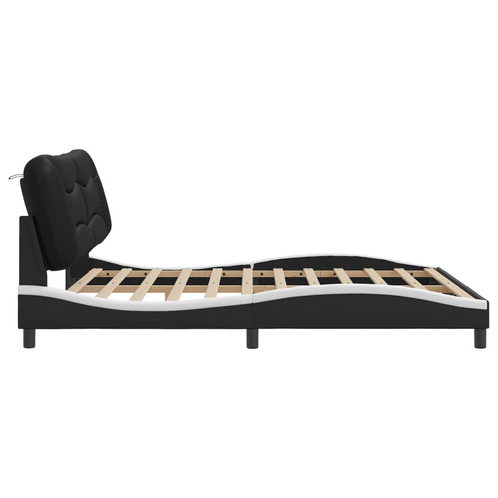 Cadre de lit sans matelas noir et blanc 180x200 cm similicuir - XIOS