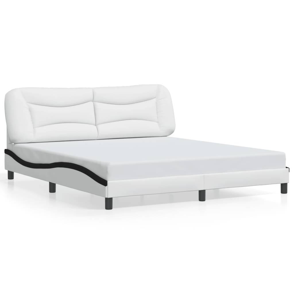 Cadre de lit sans matelas blanc et noir 180x200 cm similicuir - XIOS