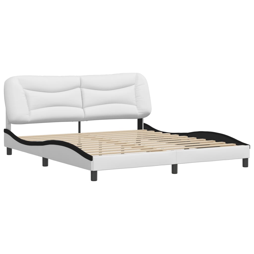 Cadre de lit sans matelas blanc et noir 180x200 cm similicuir - XIOS