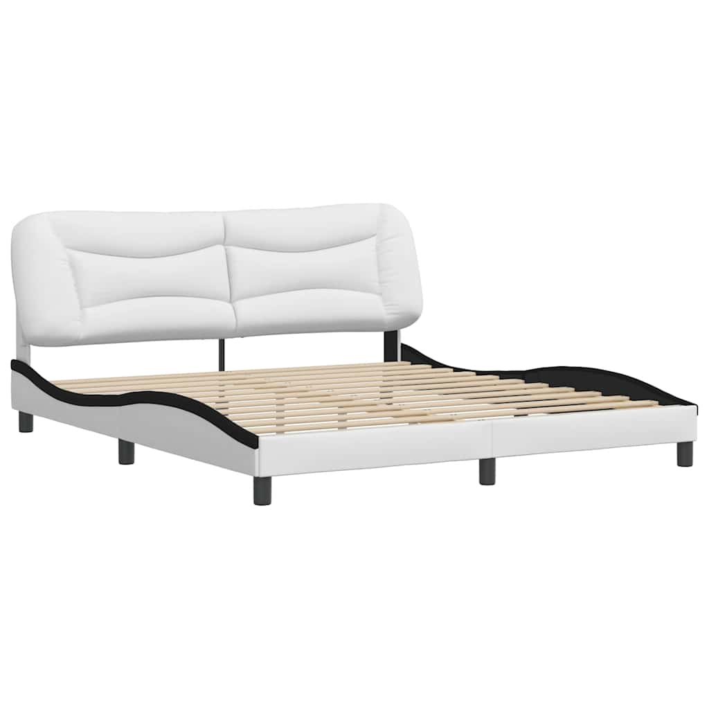 Cadre de lit sans matelas Hvar blanc et noir 180x200 cm similicuir