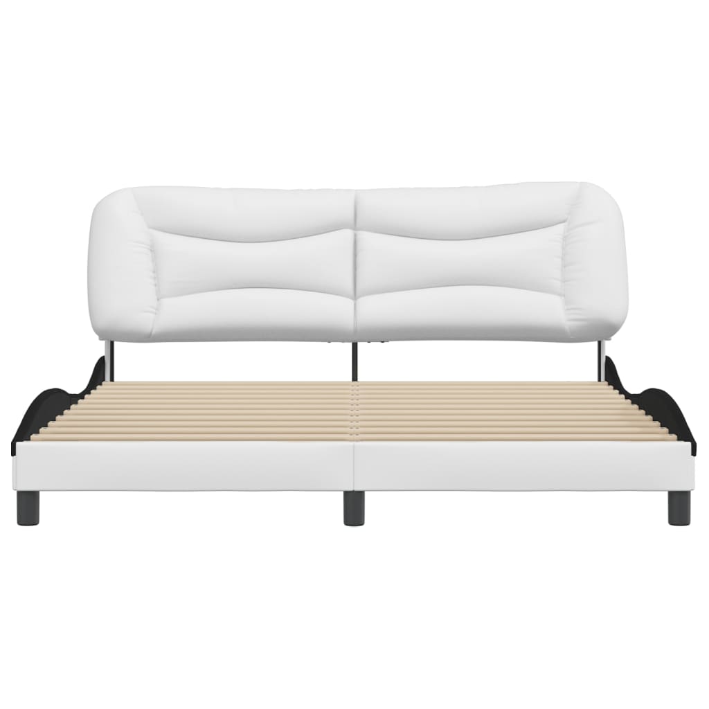 Cadre de lit sans matelas blanc et noir 180x200 cm similicuir - XIOS