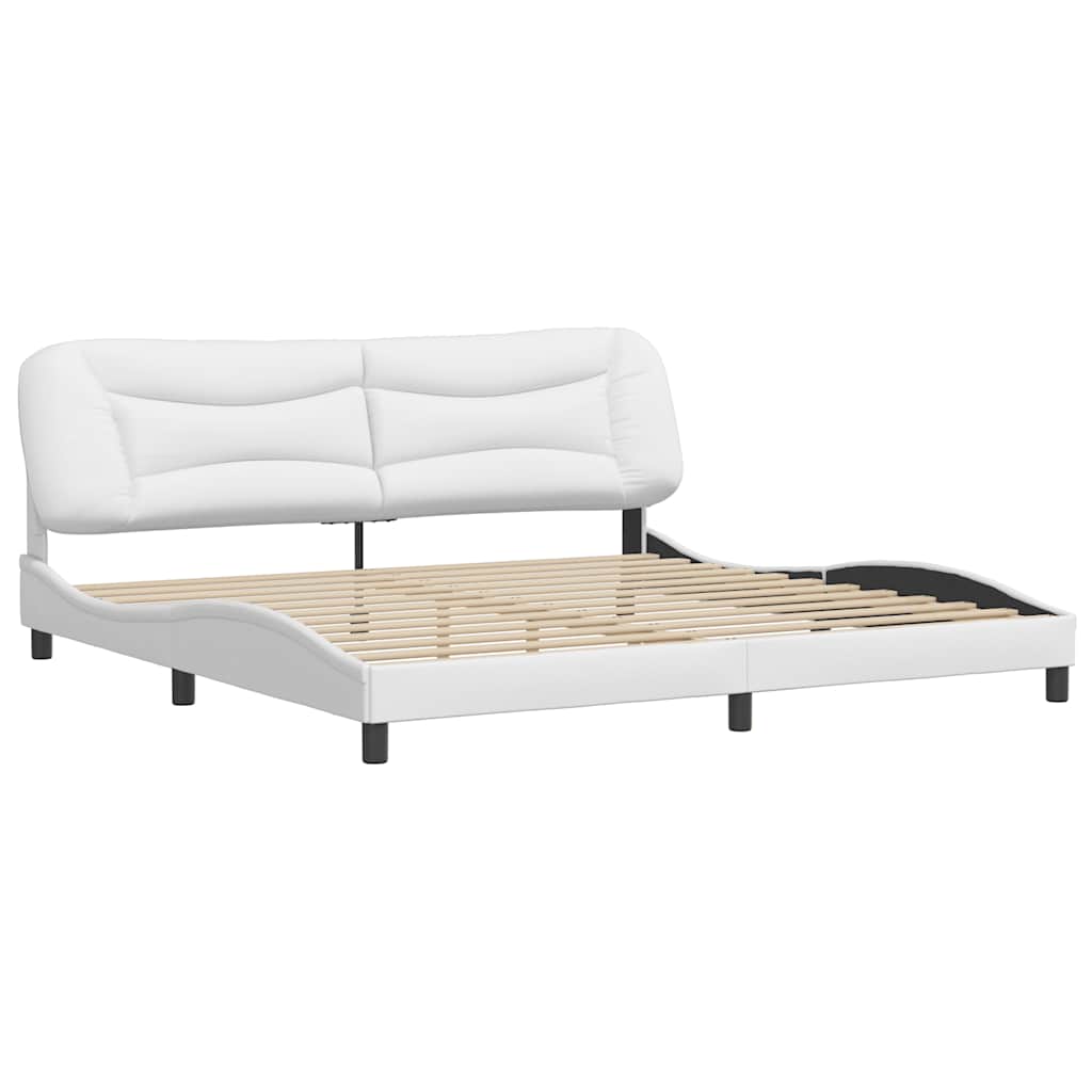 Cadre de lit sans matelas Hvar blanc 200x200 cm similicuir - XIOS