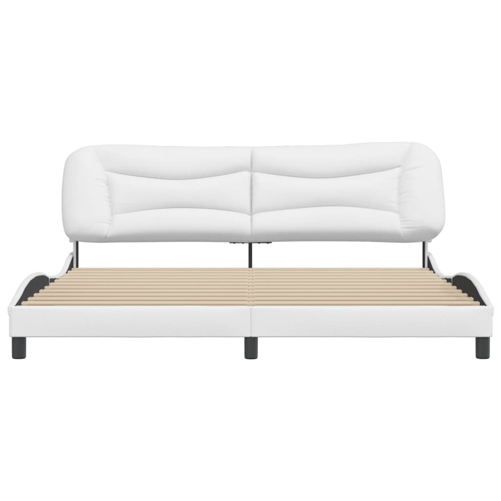 Cadre de lit sans matelas Hvar blanc 200x200 cm similicuir - XIOS