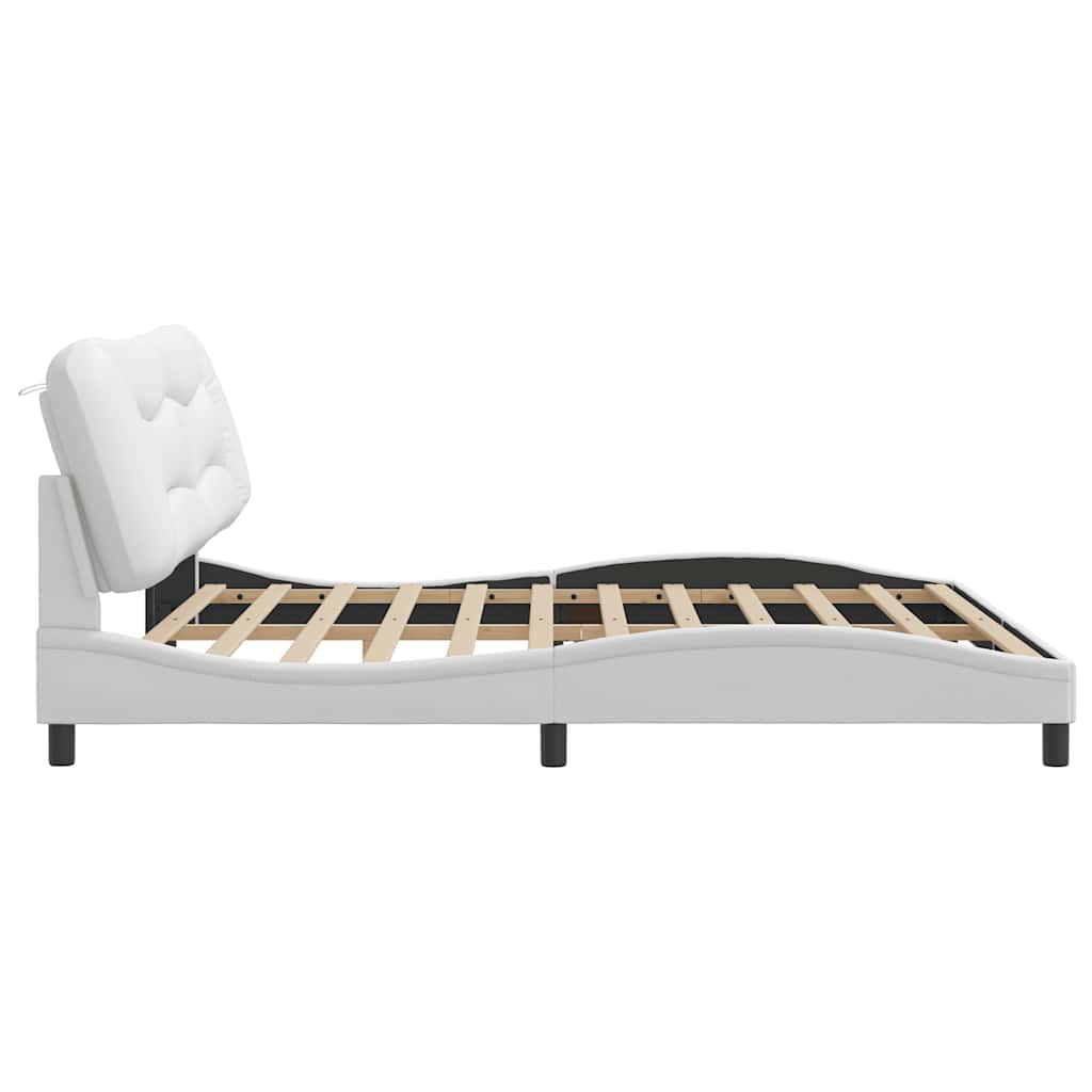 Cadre de lit sans matelas Hvar blanc 200x200 cm similicuir - XIOS