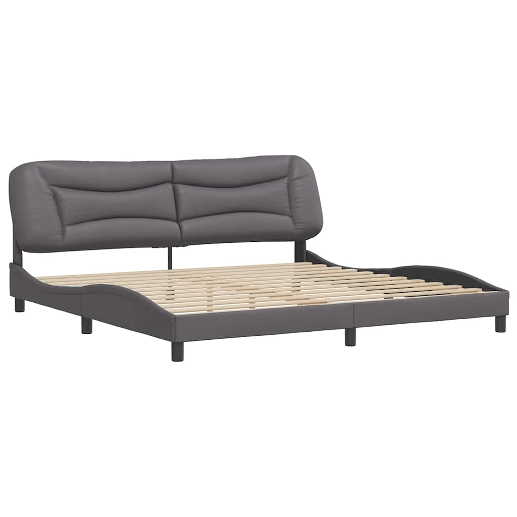 Cadre de lit sans matelas Hvar gris 200x200 cm similicuir - XIOS