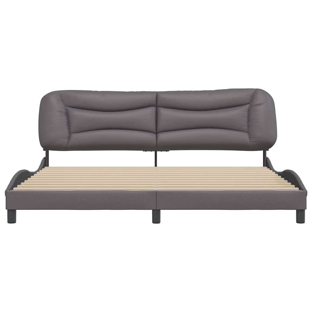 Cadre de lit sans matelas Hvar gris 200x200 cm similicuir - XIOS