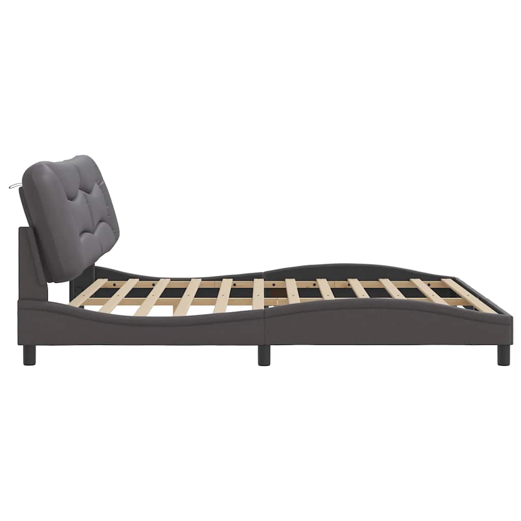 Cadre de lit sans matelas Hvar gris 200x200 cm similicuir - XIOS