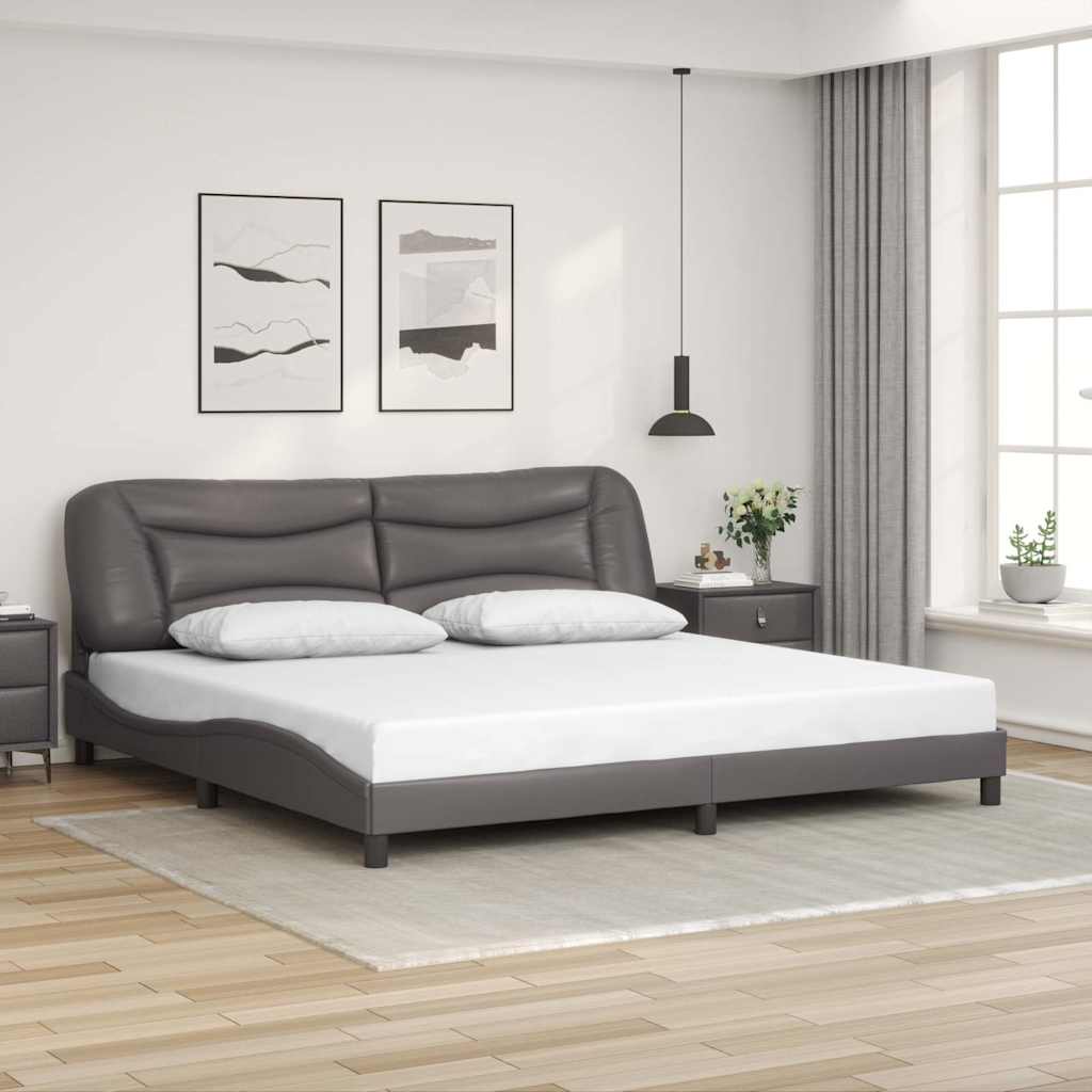 Cadre de lit sans matelas Hvar gris 200x200 cm similicuir - XIOS