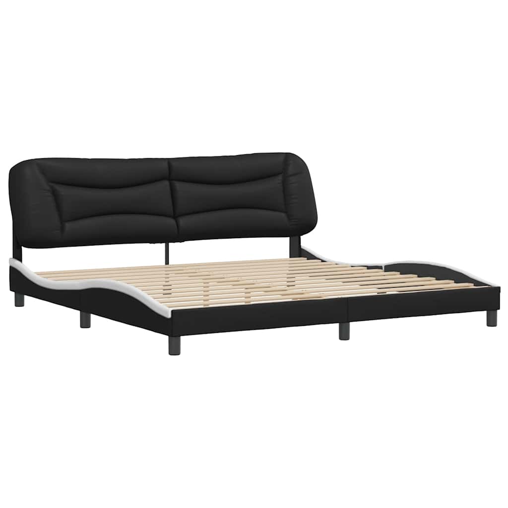 Cadre de lit sans matelas Hvar noir et blanc 200x200 cm similicuir - XIOS