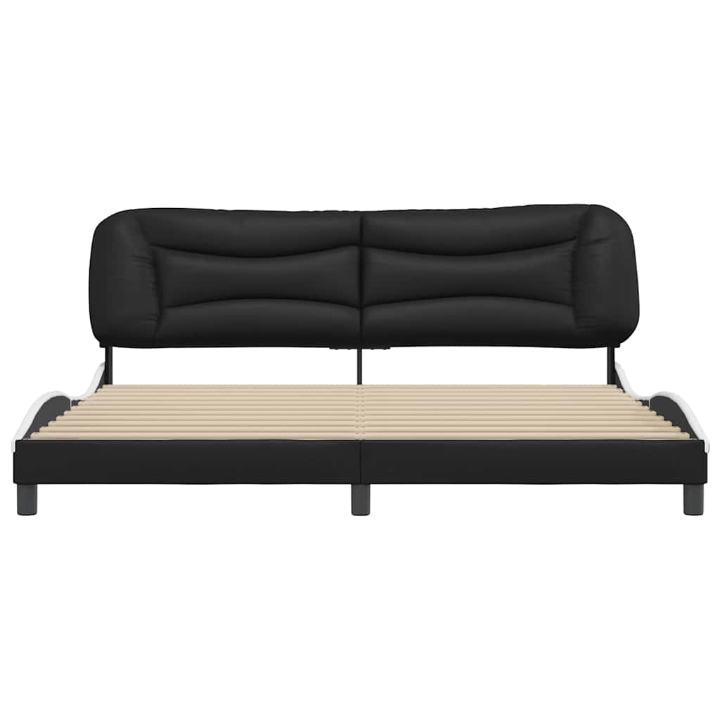 Cadre de lit sans matelas Hvar noir et blanc 200x200 cm similicuir - XIOS