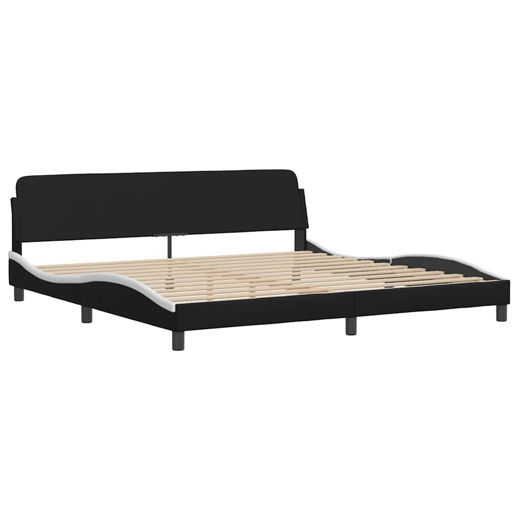 Cadre de lit sans matelas Hvar noir et blanc 200x200 cm similicuir - XIOS