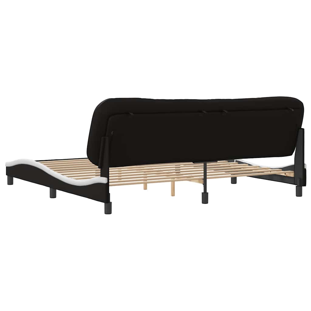 Cadre de lit sans matelas Hvar noir et blanc 200x200 cm similicuir - XIOS
