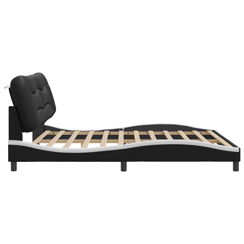 Cadre de lit sans matelas Hvar noir et blanc 200x200 cm similicuir - XIOS