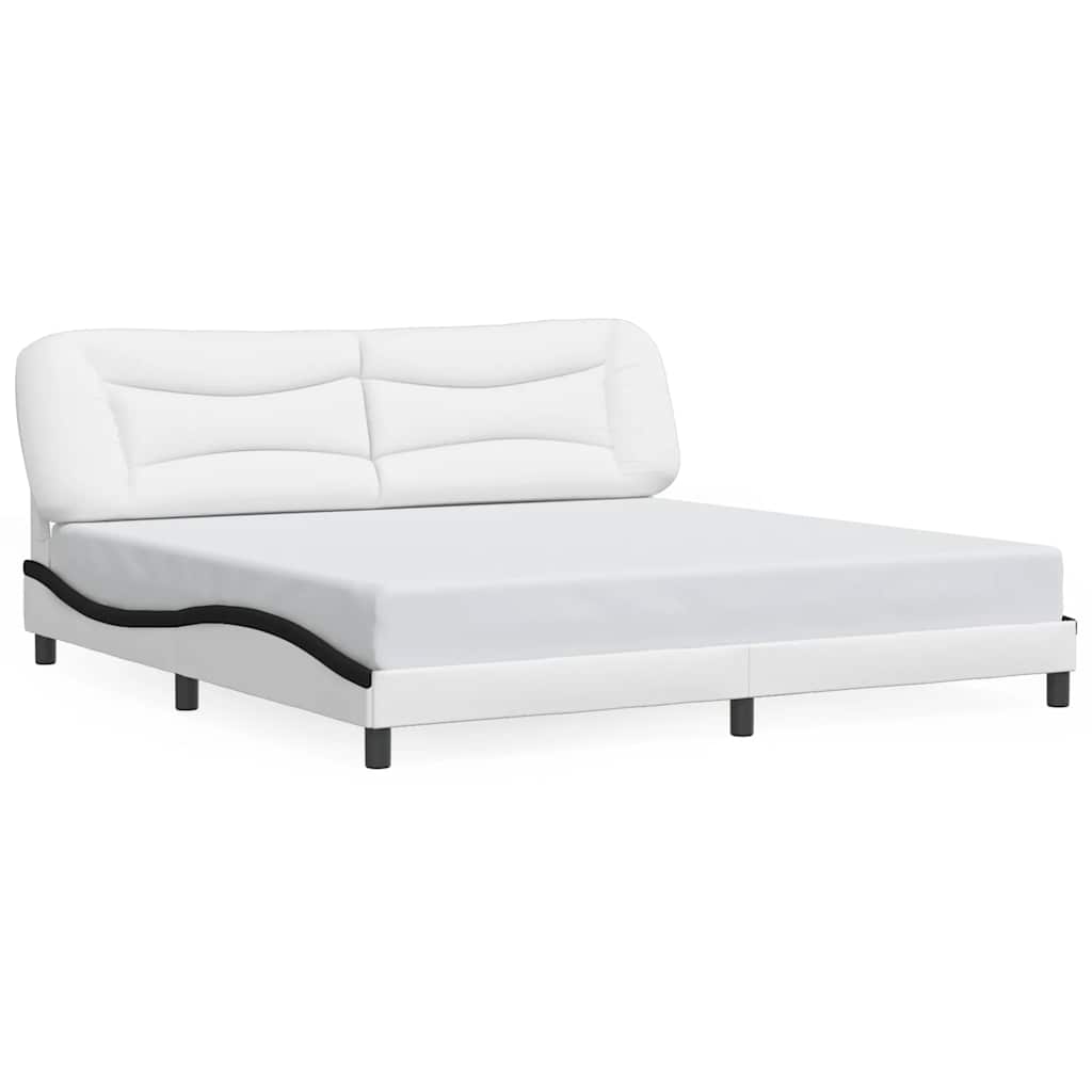 Cadre de lit sans matelas Hvar blanc et noir 200x200 cm similicuir - XIOS