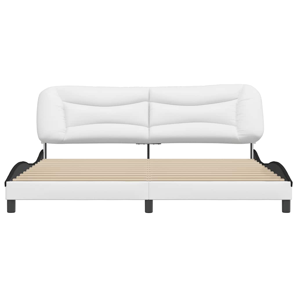 Cadre de lit sans matelas Hvar blanc et noir 200x200 cm similicuir - XIOS