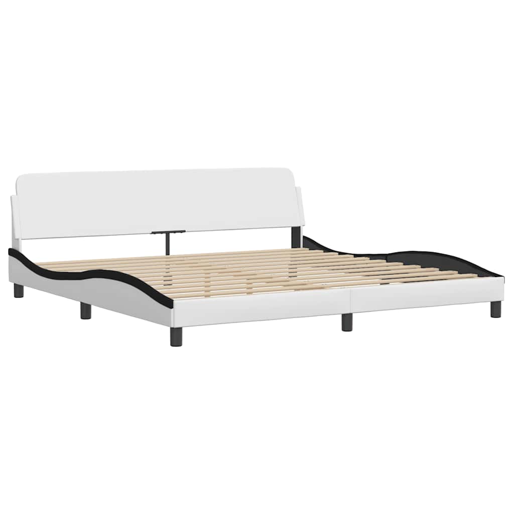 Cadre de lit sans matelas Hvar blanc et noir 200x200 cm similicuir - XIOS