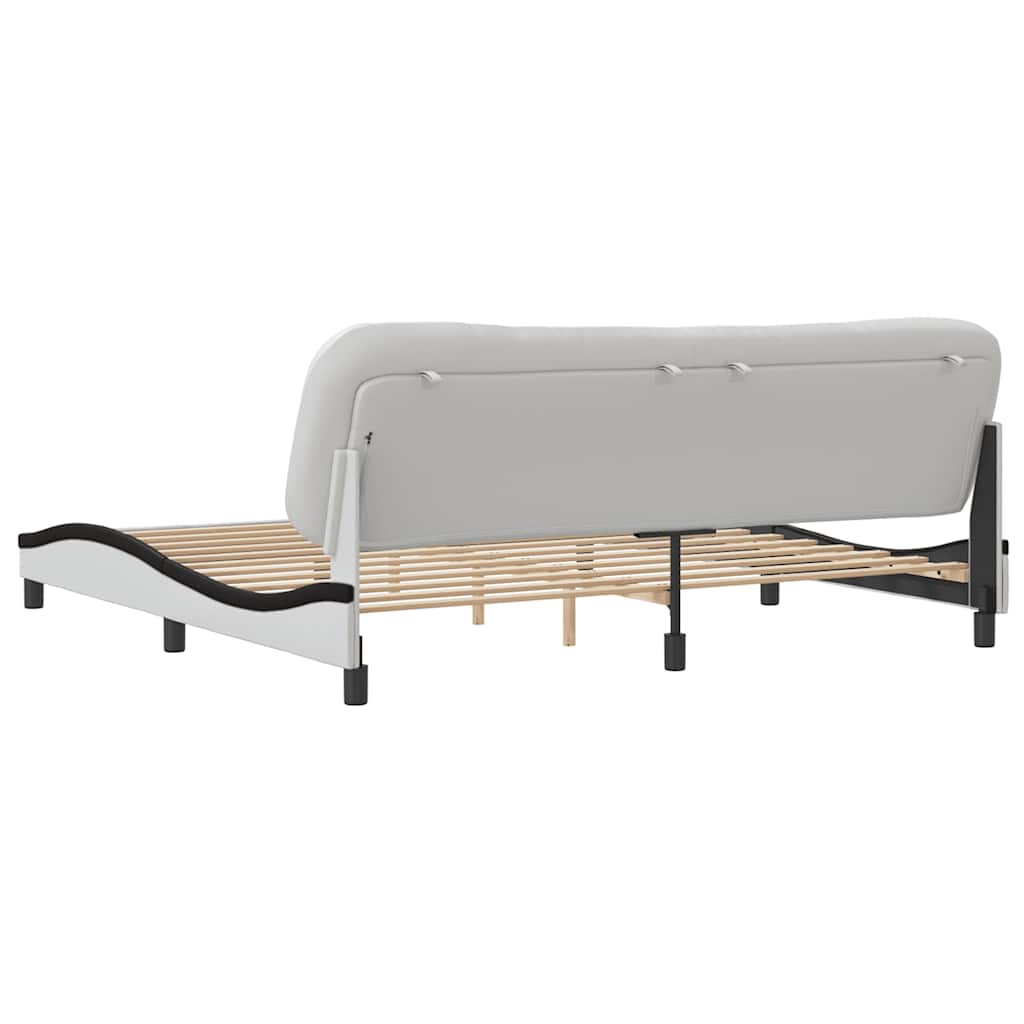 Cadre de lit sans matelas Hvar blanc et noir 200x200 cm similicuir - XIOS