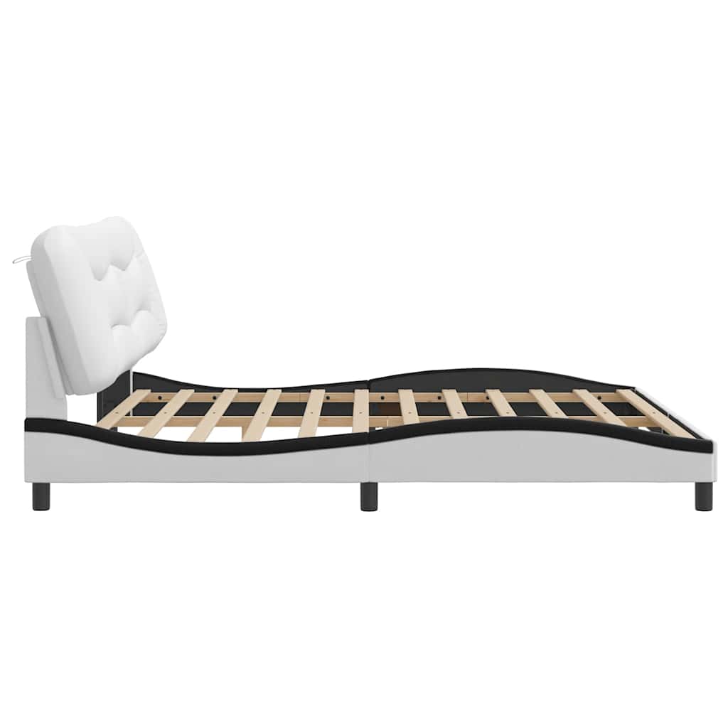 Cadre de lit sans matelas Hvar blanc et noir 200x200 cm similicuir - XIOS