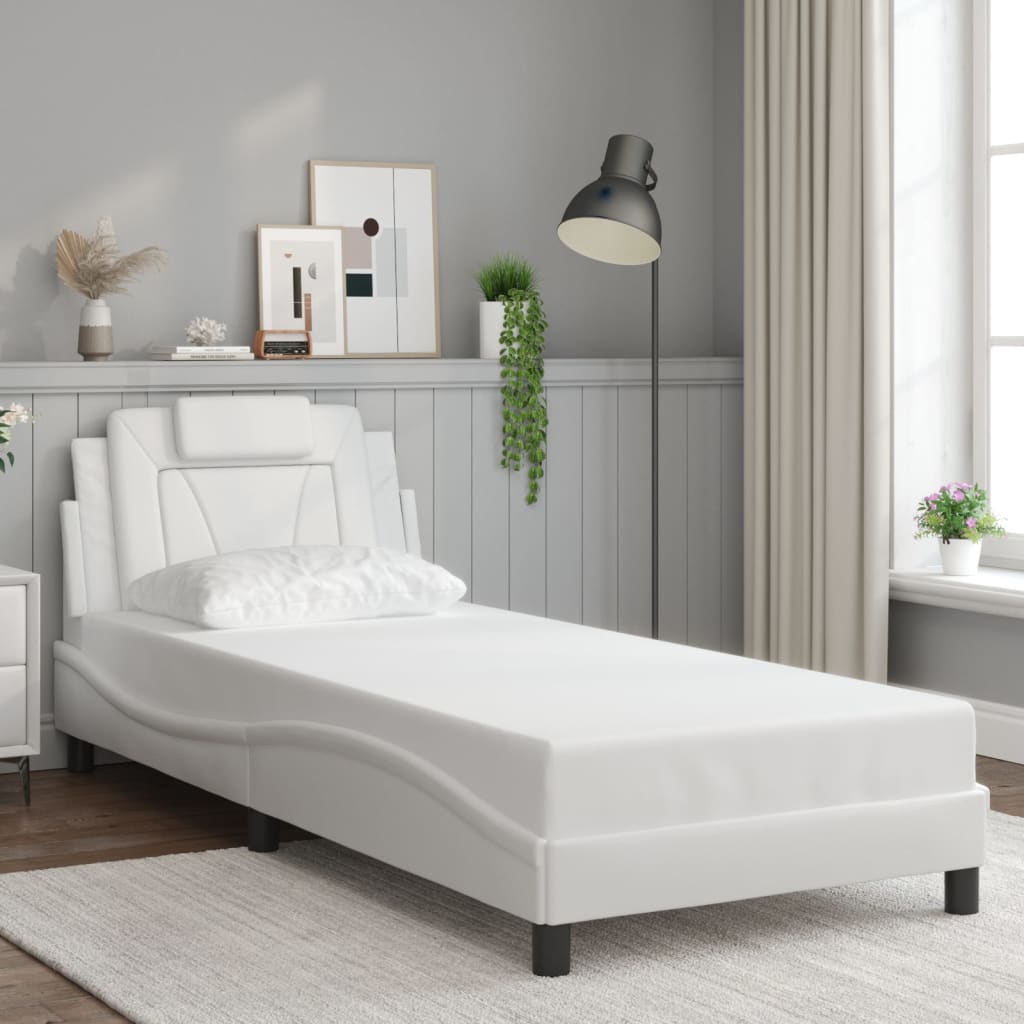 Cadre de lit sans matelas blanc 80x200 cm similicuir - XIOS