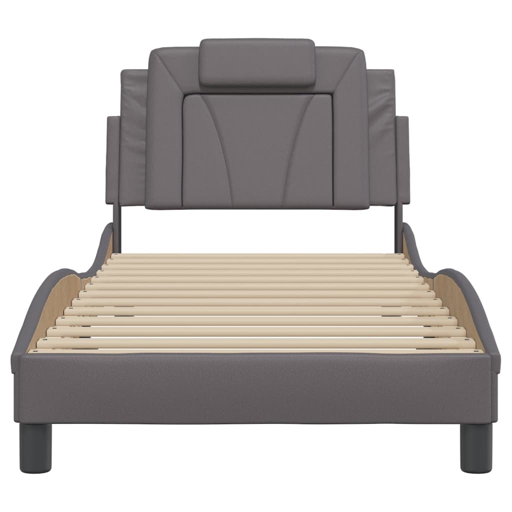 Cadre de lit Viana sans matelas gris 80x200 cm similicuir - XIOS