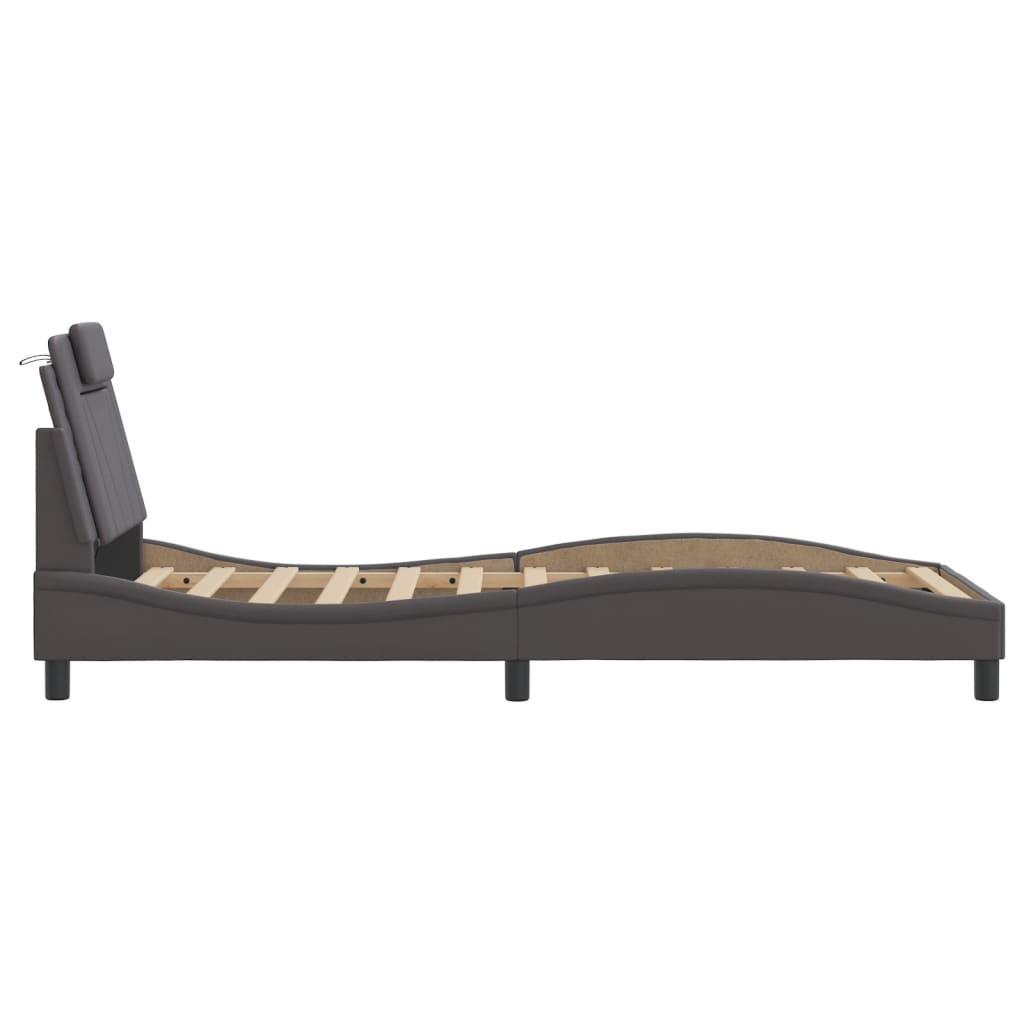 Cadre de lit Viana sans matelas gris 80x200 cm similicuir - XIOS
