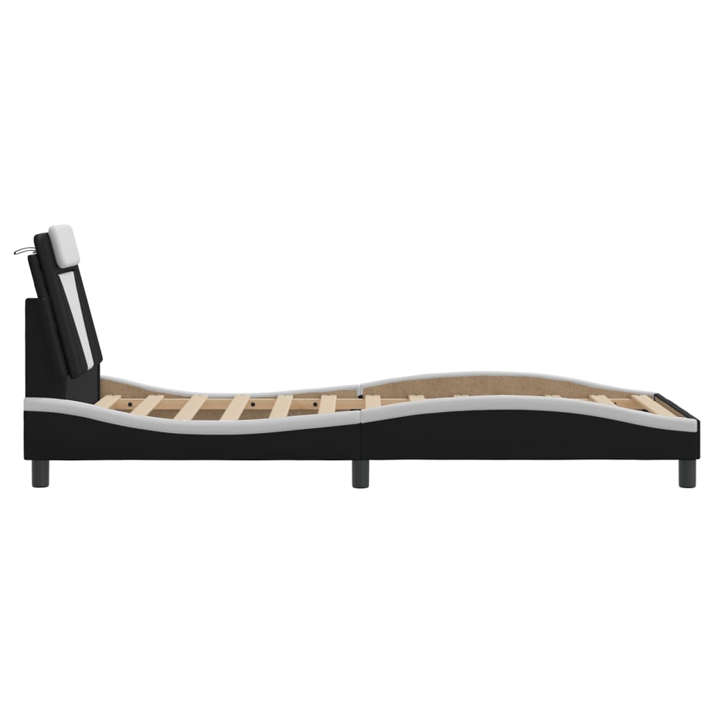 Cadre de lit sans matelas noir et blanc 80x200 cm similicuir - XIOS