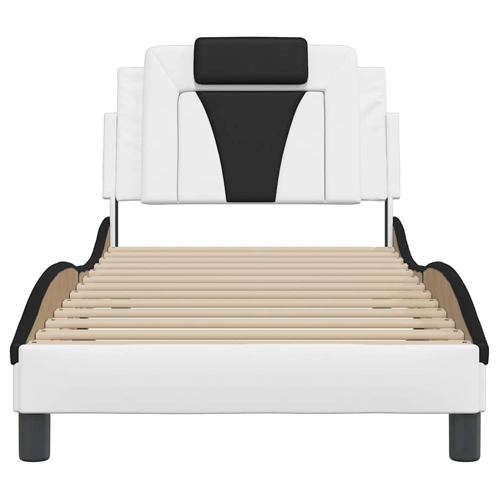 Cadre de lit Viana sans matelas blanc et noir 80x200 cm similicuir