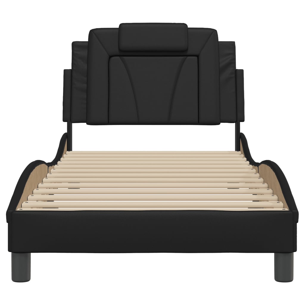 Cadre de lit sans matelas noir 90x190 cm similicuir - XIOS