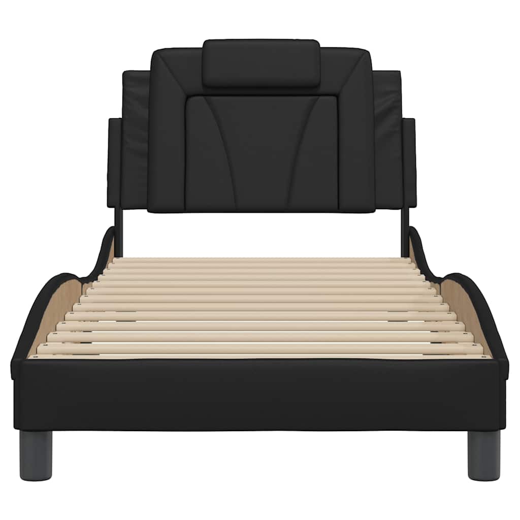 Cadre de lit Viana sans matelas noir 90x190 cm similicuir