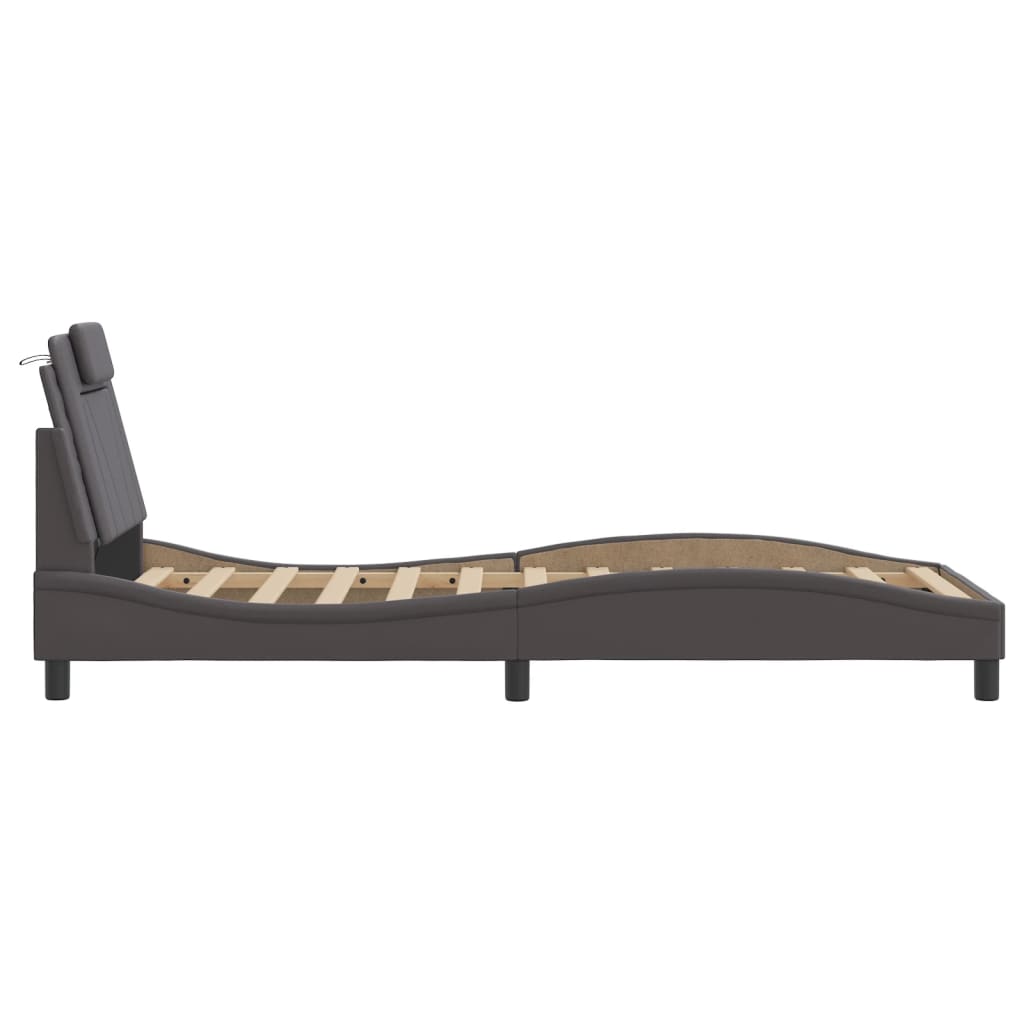 Cadre de lit Viana sans matelas gris 90x190 cm similicuir