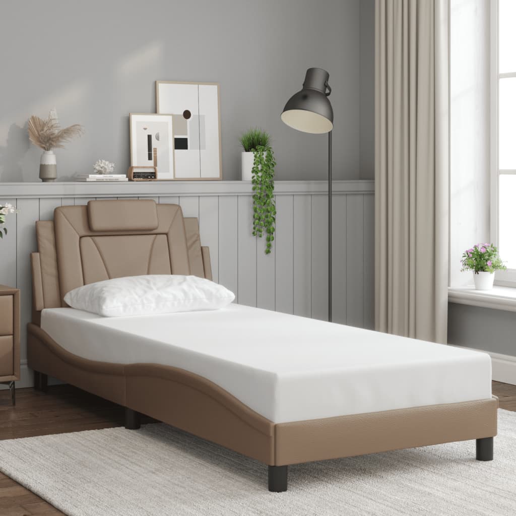 Cadre de lit Viana sans matelas cappuccino 90x190 cm similicuir - XIOS
