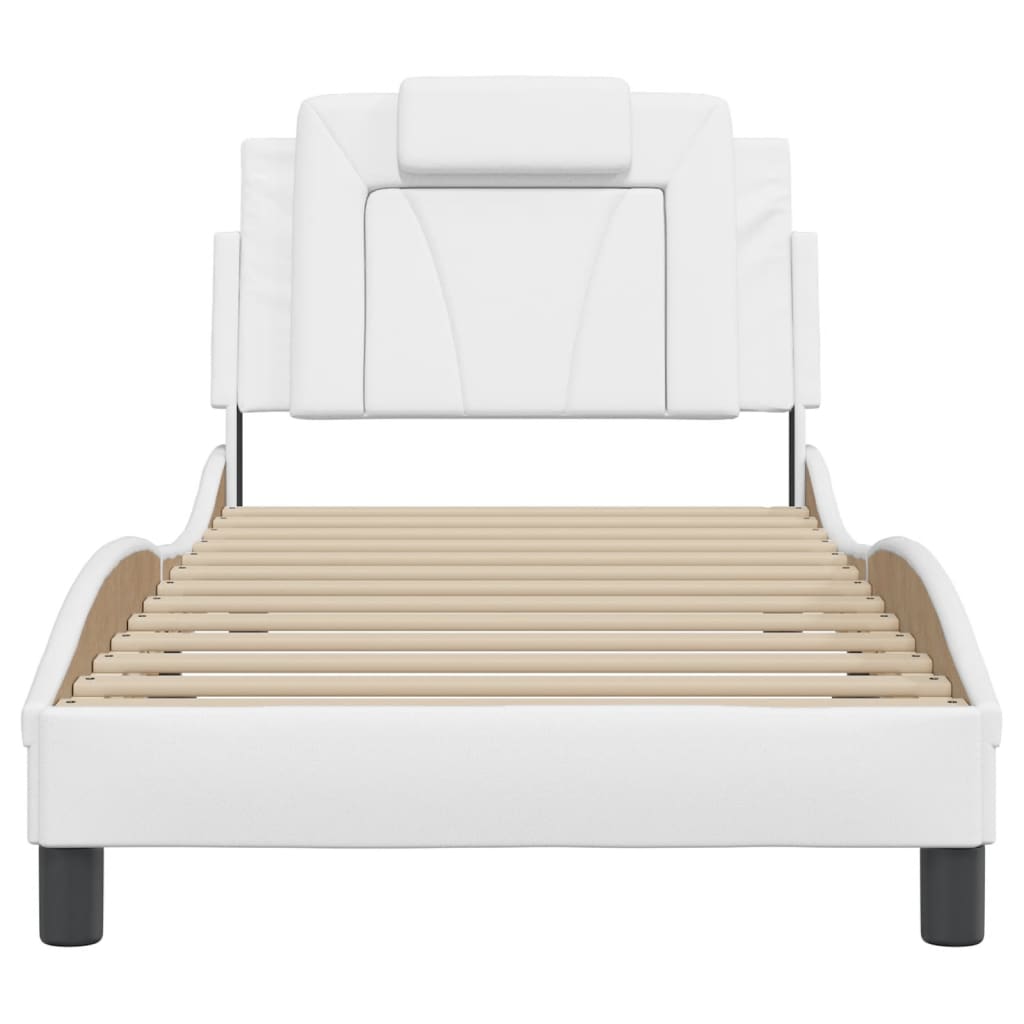 Cadre de lit sans matelas blanc 90x200 cm similicuir - XIOS
