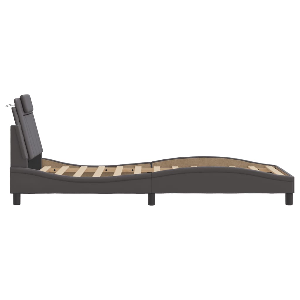 Cadre de lit Viana sans matelas gris 90x200 cm similicuir - XIOS