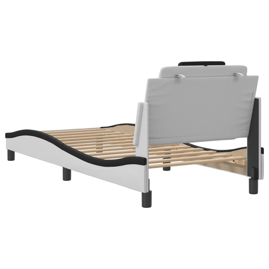 Cadre de lit Viana sans matelas blanc et noir 90x200 cm similicuir - XIOS