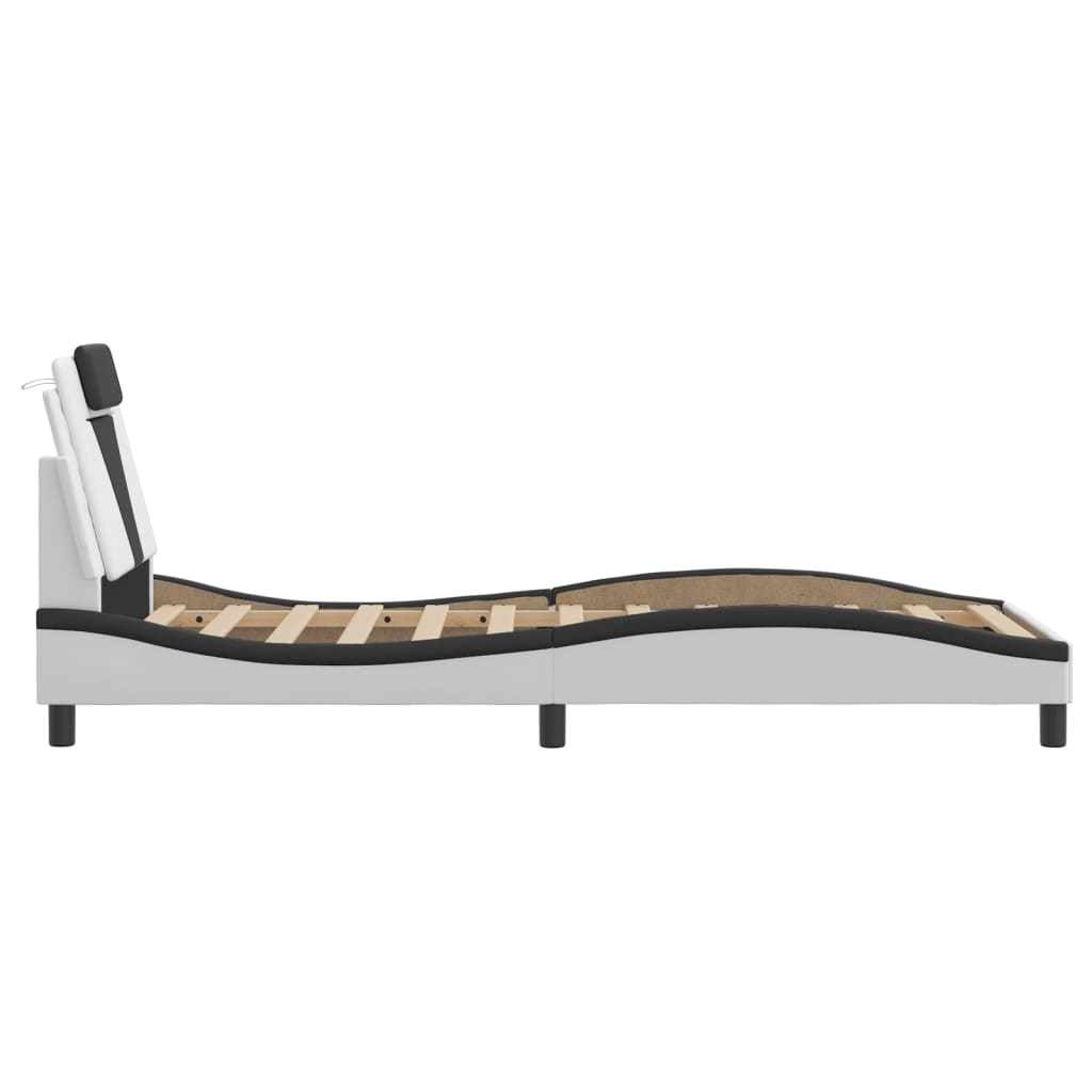 Cadre de lit Viana sans matelas blanc et noir 90x200 cm similicuir - XIOS