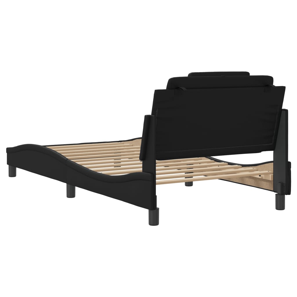 Cadre de lit sans matelas noir 100x200 cm similicuir - XIOS