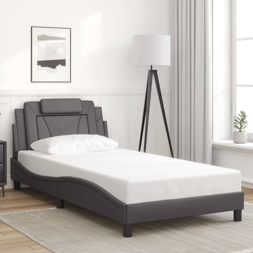 Cadre de lit Viana sans matelas gris 100x200 cm similicuir - XIOS