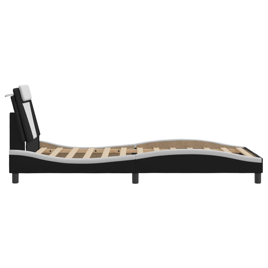 Cadre de lit sans matelas noir et blanc 100x200 cm similicuir - XIOS