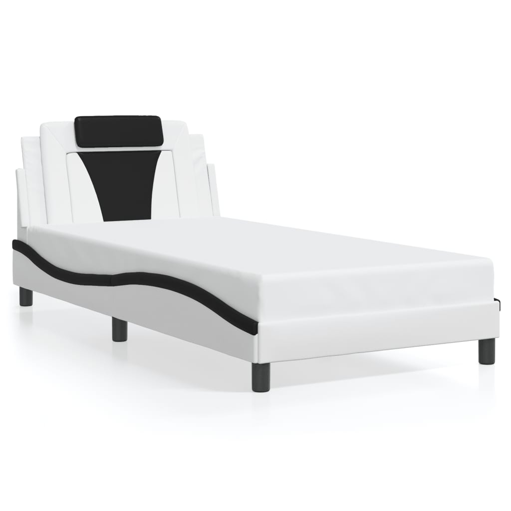 Cadre de lit sans matelas blanc et noir 100x200 cm similicuir - XIOS