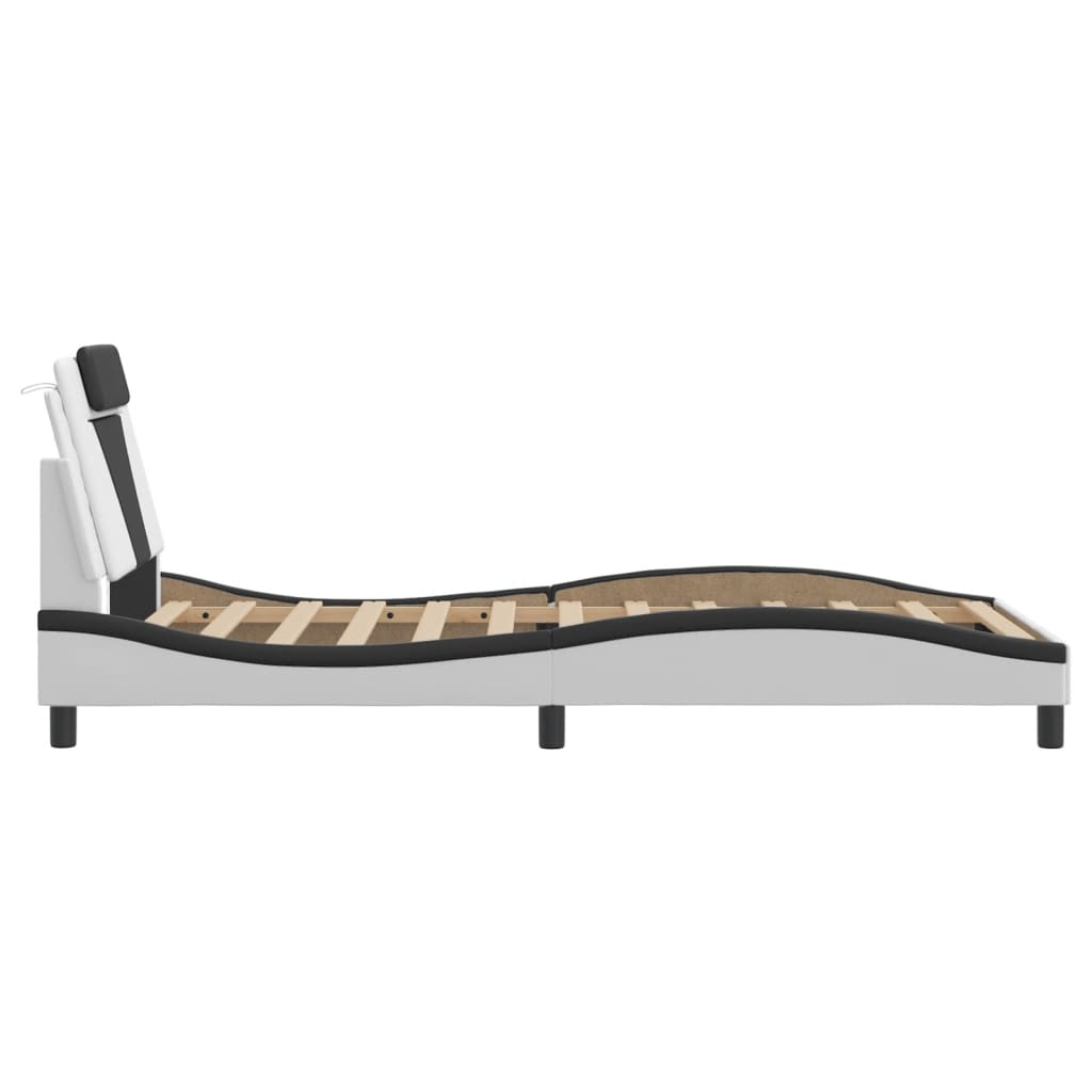 Cadre de lit sans matelas blanc et noir 100x200 cm similicuir - XIOS