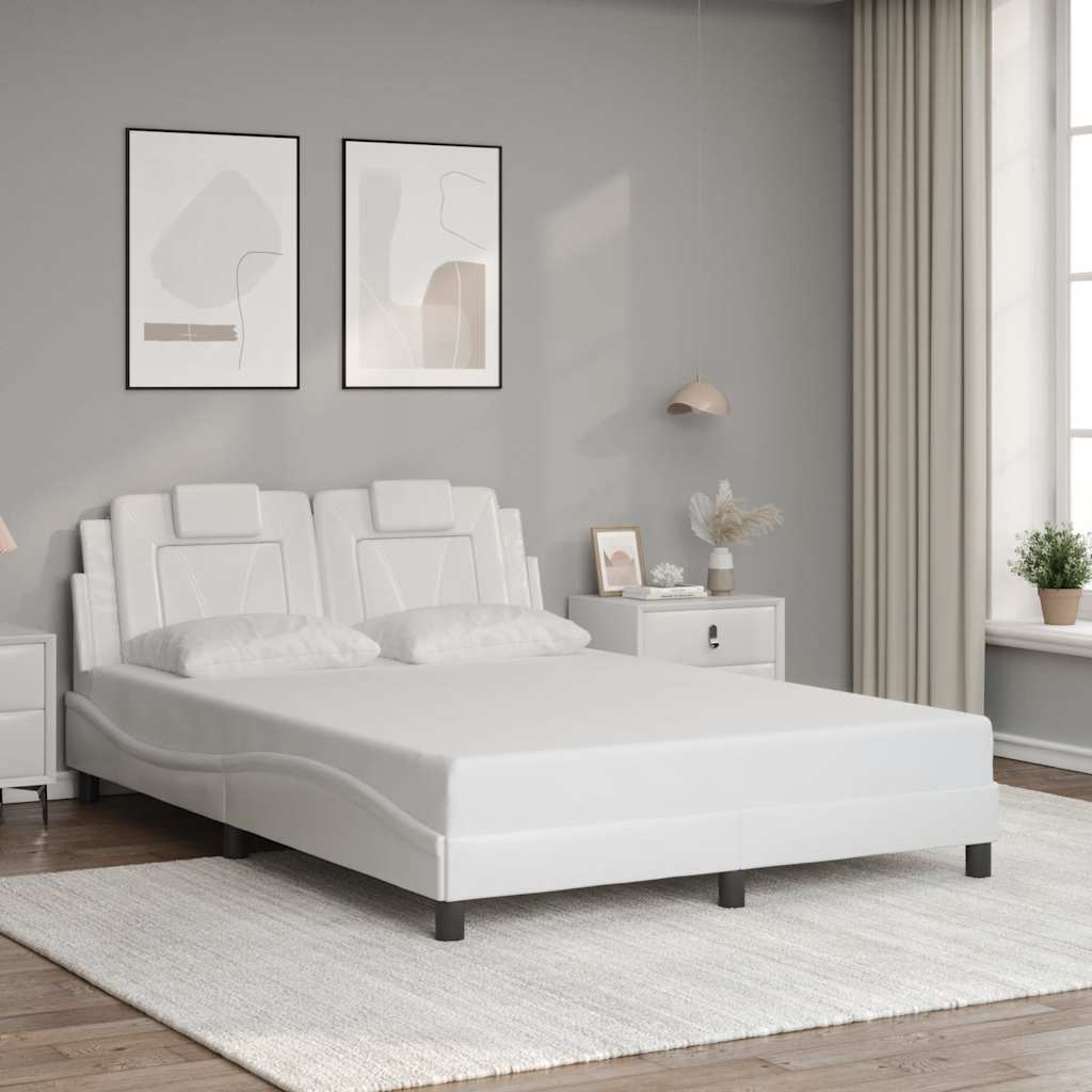 Cadre de lit Viana sans matelas blanc 120x200 cm similicuir