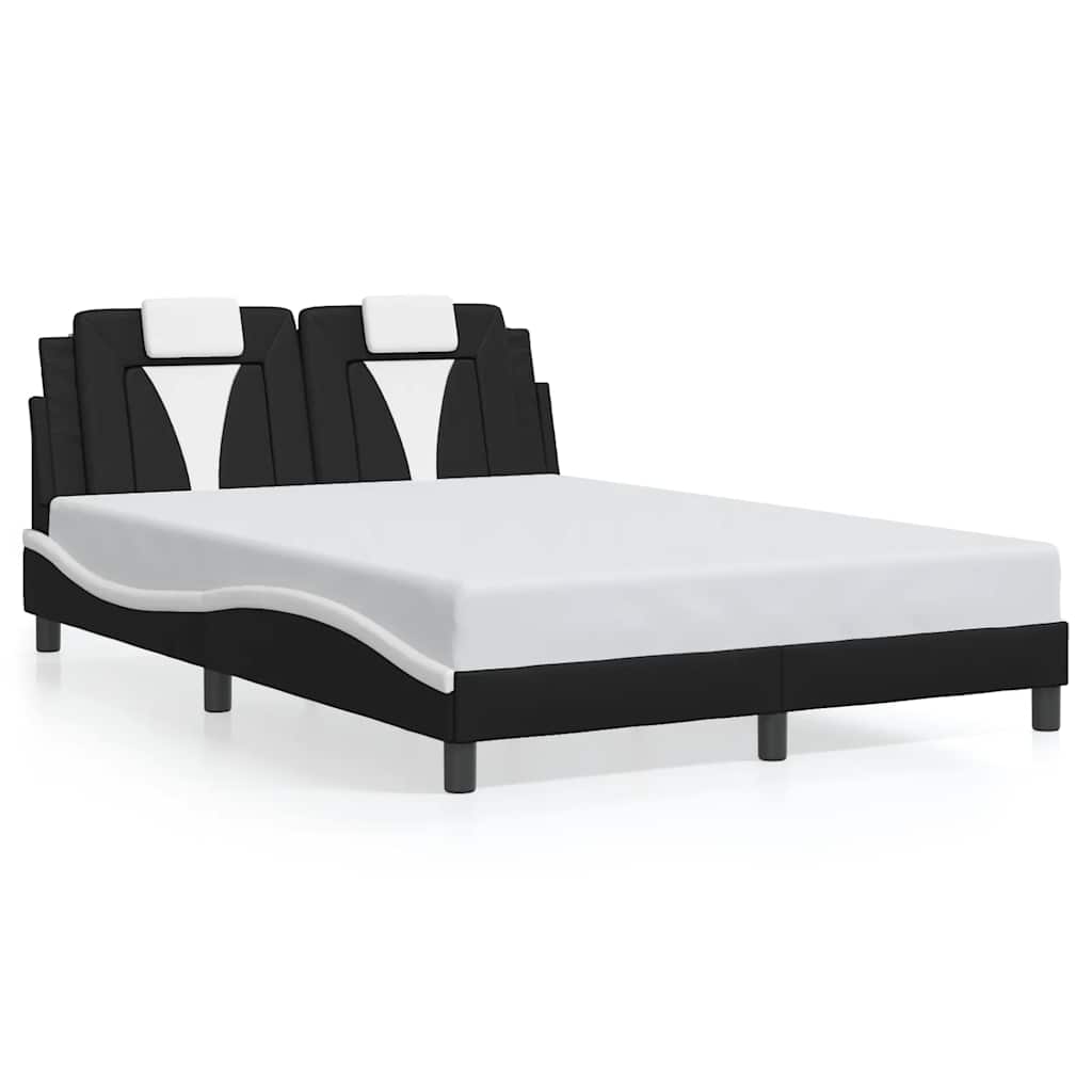 Cadre de lit Viana sans matelas noir et blanc 120x200 cm similicuir