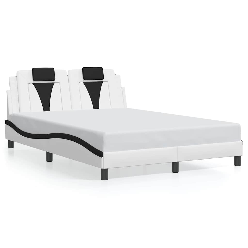 Cadre de lit Viana sans matelas blanc et noir 120x200 cm similicuir